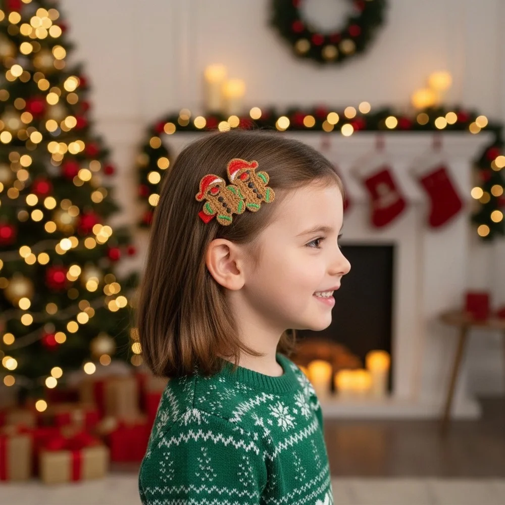 Festive Gingerbread Hair Clip for Kids